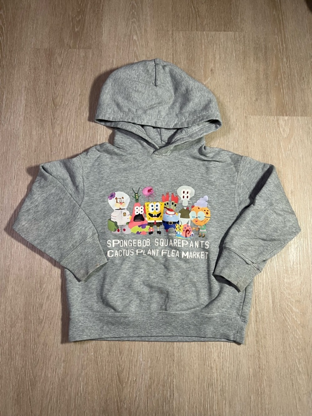 Uniqlo Kids Gray SpongeBob SquarePants Cactus Plant Flea Market Hoodie